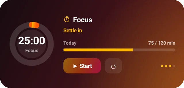 A 25-minute focus session ready to start