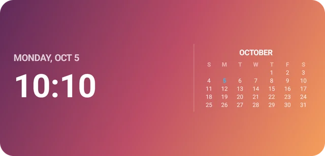 The time and date beside a mini month calendar